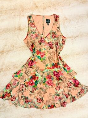 🌸 Vintage Y2K Adrianna Papell Fairycore Floral Tiered Midi Dress Wedding Guest